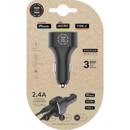 Tech One Tech Cargador doble mechero coche 2.4A -12W, compatible con Apple/Android/Tipo-C, carga eficiente Precio: 5.50000055. SKU: B1HNAEDALQ