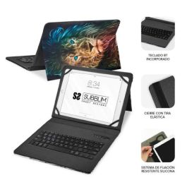 Subblim Keytab Pro BT Trendy Leon Funda con Teclado Bluetooth Español para Tablets 9-11 Pulgadas Ultradelgada