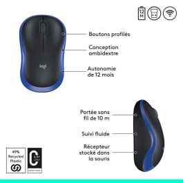 Logitech M185 Ratón Inalámbrico Plug-and-Play, Fiable, con Receptor USB, 12 Meses de Batería y 3 Años de Garantía, Azul