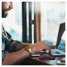 Logitech M185 Ratón Inalámbrico Óptico Rojo para Ordenadores Windows y Mac, Plug and Play, Larga Duración Pila