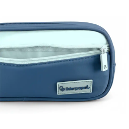 Liderpapel Estuche Portatodo Duo 3 Cremalleras con Bolsillo Frontal, Azul Oscuro, 220x90x70 mm