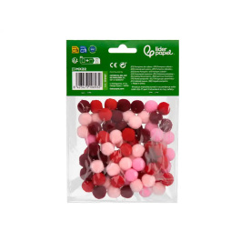 Liderpapel Pompones Manualidades Tonalidades Rojas 1.5 cm Bolsa 80 Unidades