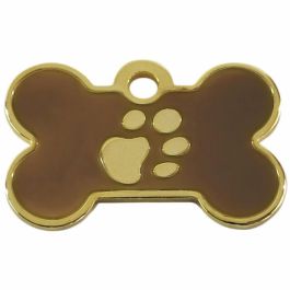 Placa identificativa para collar Imarc Bone Marrón Dorado