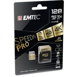EMTEC m128GB UHS-I U3 V30 A1 SpeedIN Pro Tarjeta MicroSDXC de 128 GB con Adaptador SD, Velocidad de Lectura 95MB/s, Escritura 85MB/s