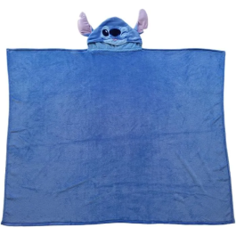Stitch Manta Polar con Capucha 3D AUC1742494039302 Infantil Ultra Suave 120 x 150 cm