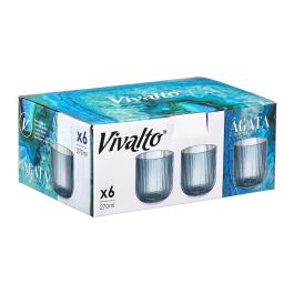 Vaso Bajo Azul Oscuro Rayas 270 ml Vivalto - Cristal 7.4x9.4x7.4 cm (24 Unidades) Vaso Bajo Azul Oscuro Rayas 270 ml Vivalto - Cristal 7.4x9.4x7.4 cm (24 Unidades)