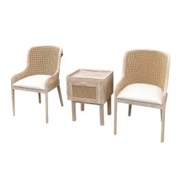 DKD Home Decor Silla Natural Teca y Ratan Set de 3 53 x 91 x 50 cm Precio: 618.50000025. SKU: B1CNNKT787