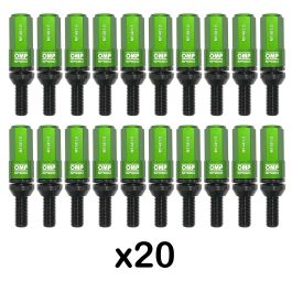 Omp OMPS09981408 Juego 20 Tornillos Rueda Aluminio M14x1.5 Llave 17-19 Largo 28mm Protector Verde
