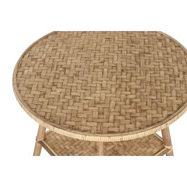 DKD Home Decor Mesita Auxiliar Tropical Marron Bambu Ratan 61 x 49 x 61 cm