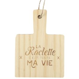 Juego de 4 Salvamantel Raclette Bistrot Madera de Pino con Frase Grabada 10x13.5 cm