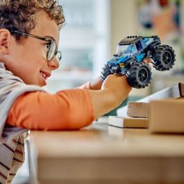 LEGO 60402 City Monster Truck Azul, Camión Todoterreno de Juguete con Minifigura de Conductor, Regalo para Niños
