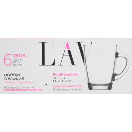 Lav Set 6 Vasos C/Asa 300 Cc Colección Vega (8 Cajas)