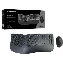 Conceptronic ORAZIO02PT Teclado y Ratón Inalámbrico Ergonómico QWERTY Portugués Negro para Oficina