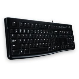 Logitech K120 Teclado Alámbrico USB QWERTY Negro Completo, resistente a derrames, ideal para Oficina/Negocio