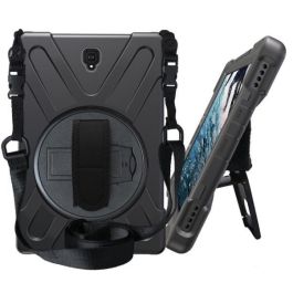 eSTUFF Funda Defender para Galaxy Tab A 10.5 AUSTIN Negra a prueba de golpes, diseño de tres capas, con correa de mano y hombro