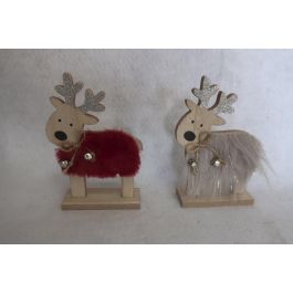DKD Home Decor Figura Decorativa Navideña Alpina Reno de Mdf y Poliéster Gris Rojo, Surtido, 12 Unidades, 4x17.5x12cm Precio: 13.89000019. SKU: B19HRHZY44