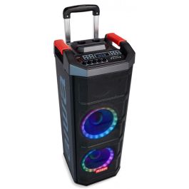 Aiwa KBTUS-608 Altavoz Trolley 80W RMS con Iluminación RGB-LED, Bluetooth, USB/Micro-SD y 2 Micrófonos Inalámbricos