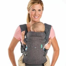 Infantino Portabebé Ergonómico Flip 4 en 1 gris de Poliéster - Ajustable desde nacimiento (3.6-14.5 kg) con soporte cabeza y cuello