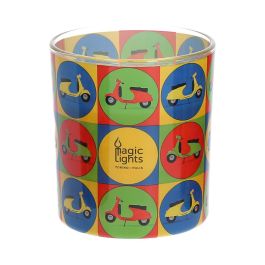 Magic Lights Vela en vaso pop art motos Ø7,5x8,4cm