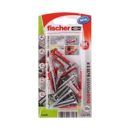 Fischer Tacos Duopower de Nylon Ø6x30mm con Tornillos Ø4.5x40mm Blister 12 Uds para Hormigón, Ladrillo y Piedra