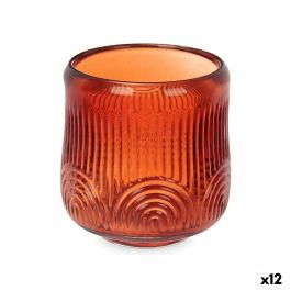 Portavelas Rayas Naranja Cristal 9 x 9,5 x 9 cm (12 Unidades) Precio: 48.50000045. SKU: B1K2A54KC3