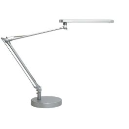 Lampara De Escritorio Unilux Mambo Led 5,6 W Doble Brazo Articulado Abs Y Aluminio Gris Metalizado Base 19 cm