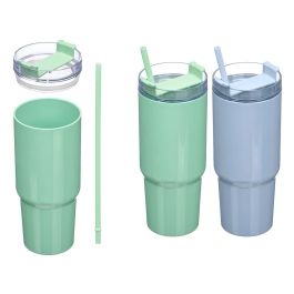 Kinvara Vaso con Pajita 450 ml de Plástico, Colores Surtidos Azul y Verde, 7.8x17.3x6.2 cm (Set de 12) Precio: 48.9687. SKU: B1JT357L5Q