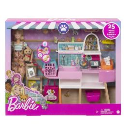 Barbie Tienda de Mascotas Playset con Muñeca, 4 Mascotas, 20+ Accesorios y Elementos Sensoriales que Cambian de Color