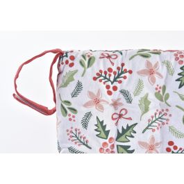 DKD Home Decor Cojín Silla Navidad Tradicional Verde Rojo Muérdago Poliéster 40x40x4 cm Pack 4 Unidades con Sujeción Velcro