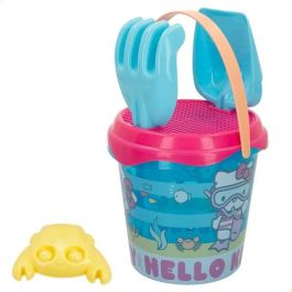 Color Baby Cubo de Playa Hello Kitty Diámetro 18cm con Pala, Rastrillo y 3 Moldes