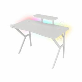 GENESIS Holm 320 RGB Mesa Gaming Blanca, Iluminación RGB, Hub USB 3.0, Carga Inalámbrica, Soporte Auriculares y Monitor 120x60 cm