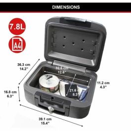 Master Lock Caja fuerte ignífuga 7.8 litros con protección para soportes multimedia, alta resistencia al fuego y cerradura de llave, negra.