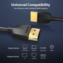 Vention AAIBD Cable HDMI 2.0 Macho-Macho 50cm Negro - Soporta 8K@60Hz, 4K@120Hz, HDR, 3D - Ultra Fino & Portátil