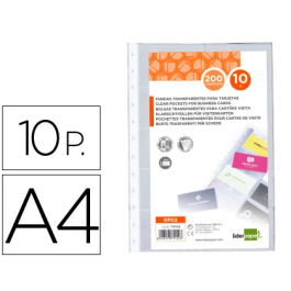 Liderpapel Recambio Fundas Tarjetero DIN A4, Bolsa 10 Hojas, Capacidad 20 Tarjetas por Hoja, Negro, 255 x 310 mm Precio: 3.69000027. SKU: B1B6ZFJCS9