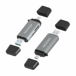 AISENS ASCR-2AC11-GR Lector de Tarjetas USB 3.2 Gen 1 (3.1 Gen 1) Type-A/Type-C para SD/Micro SD/MMC Gris