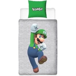 Mario Bros AABFA32031 - Juego de Cama Reversible de Microfibra Mario y Luigi - 1 Funda Nórdica 140x200 cm + 1 Funda de Almohada 63x63 cm