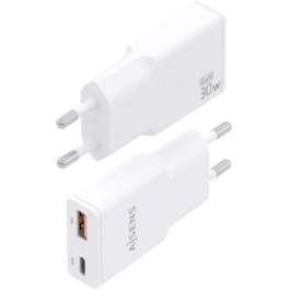 Cargador GaN de Pared Aisens ASCH-30W2P046-W/ 1xUSB Tipo-C/ 1xUSB/ 30W/ Blanco