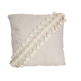 Cojín Romimex Blanco Borlas 45 x 10 x 45 cm Precio: 27.50000033. SKU: B12JC8L2Q2