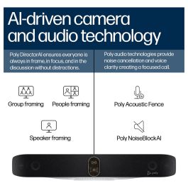 HP Poly Studio X72 Barra de Colaboración de Vídeo All-In-One 4K Ultra HD Zoom 7,3x Negro (TAA)