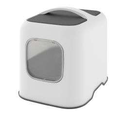 Rotho Mypet Arenero para Gatos Biala Eco, Plástico Reciclado Antiolor con Filtro Carbón y Pala, Blanco Mistletoe