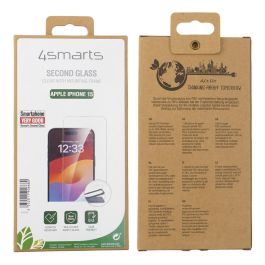 4smarts 540595 Protector de Pantalla de Vidrio Templado para iPhone 15 Transparente Resistente a Rayones y A Prueba de Balas con Marco de Montaje