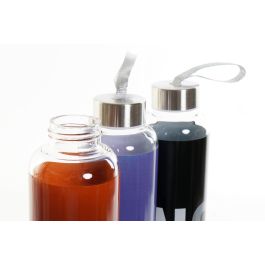 DKD Home Decor Botella Slogan Borosilicato e Inox 550ml, Hermética, Apta Microondas y Lavavajillas (6 Unidades)