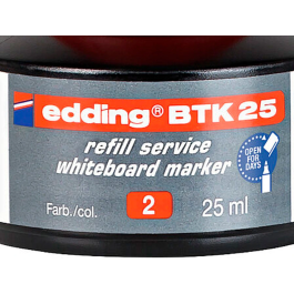 Edding BTK-25 Tinta Recambio Rotulador Pizarra Blanca Color Rojo Bote 25 ml