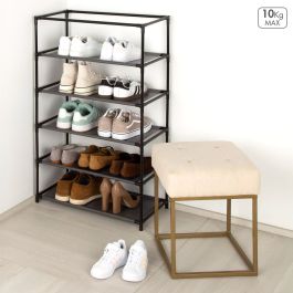 Zapatero Max Home Negro Gris Metal Textil 60 X 90 X 30 CM (6 Unidades)