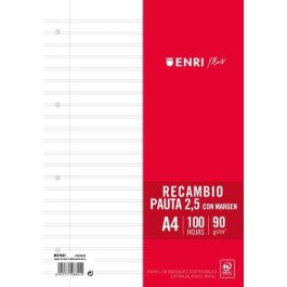 Enri Recambio Plus 100H A4 90 gr Pauta 2,5 C-Margen 4 Taladros Blanco Precio: 1.79000019. SKU: B15TSHDDMB
