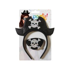 Diadema con Sombrero Pirata Negro y Calavera Plateada - Accesorio para Fiestas Temáticas y Carnavales Diadema con Sombrero Pirata Negro y Calavera Plateada - Accesorio para Fiestas Temáticas y Carnavales
