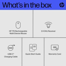 HP Ratón 715 Inalámbrico Multidispositivo 3000Dpi Recargable Negro