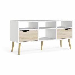 TVILUM 7539149AK Mueble TV Blanco/Roble con 4 Nichos y 2 Cajones - 117,2 x 39,1 x 57,4 cm Precio: 104.49999956. SKU: B1K4CTJL7C