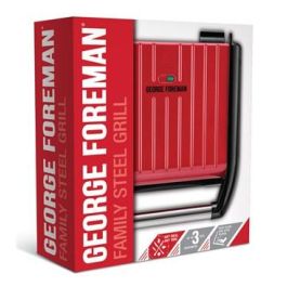 George Foreman 25040-56 Grill Eléctrico Family Rojo, 5 raciones, placas antiadherentes, reduce hasta 42% de grasa