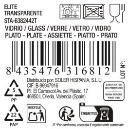 Inde Bajoplato de Vidrio Elite Transparente Staclara, Plato de Base para Mesa, 31 cm (Ancho 30.4 cm, Largo 30.6 cm, Alto 1.6 cm) (6 Unidades)